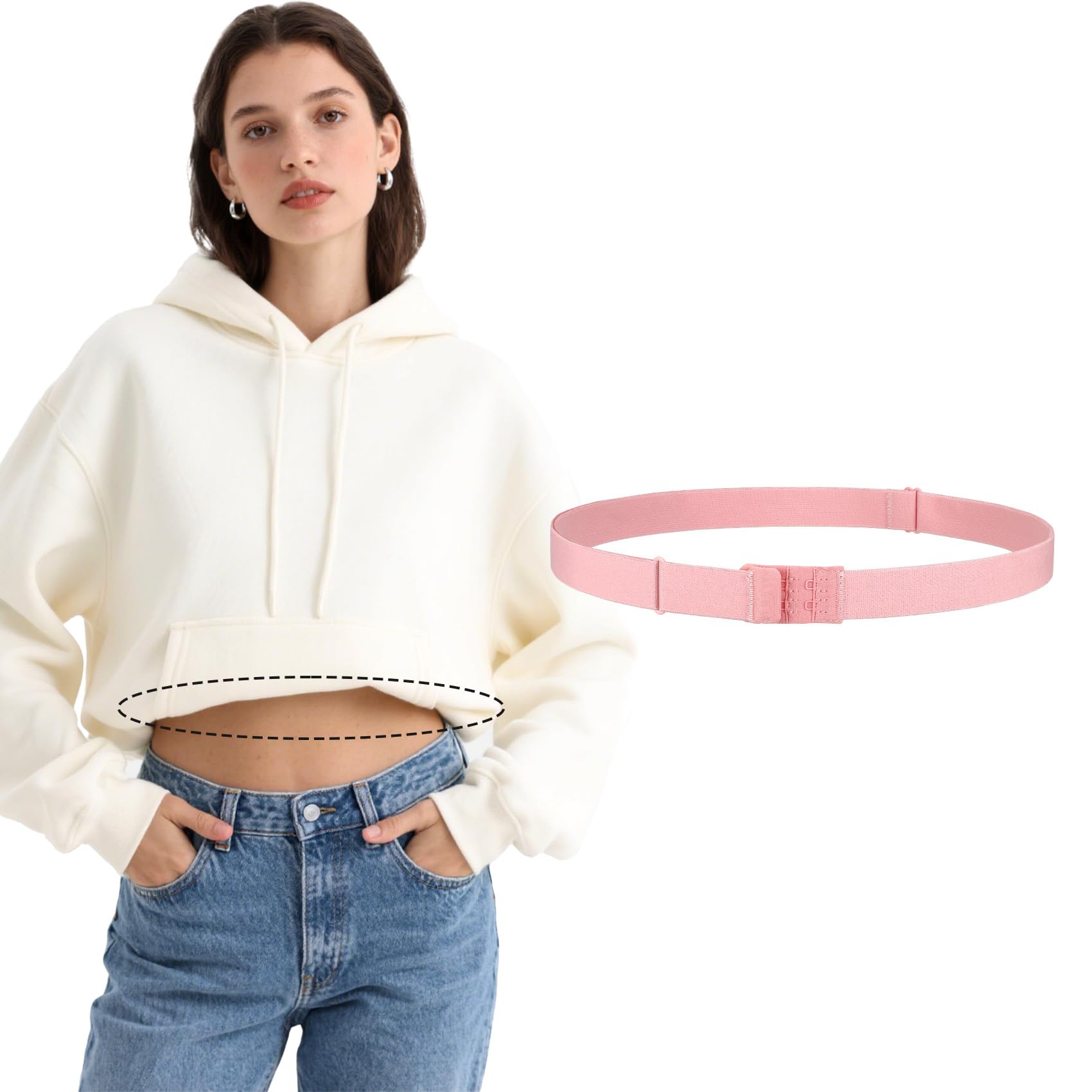 JASGOOD Crop Top Tuck Waist Band Adjustable Band Tucking Sweaters Shirts Stretch Belts for Women Change Style of Tops