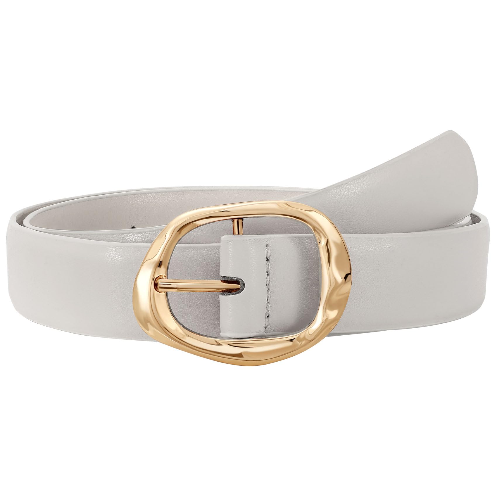 Women Leather Belt for Jeans Pants Ladies Casual Waist Belt Fashion Women Belt with Gold Buckle - JASGOOD OFFICIAL