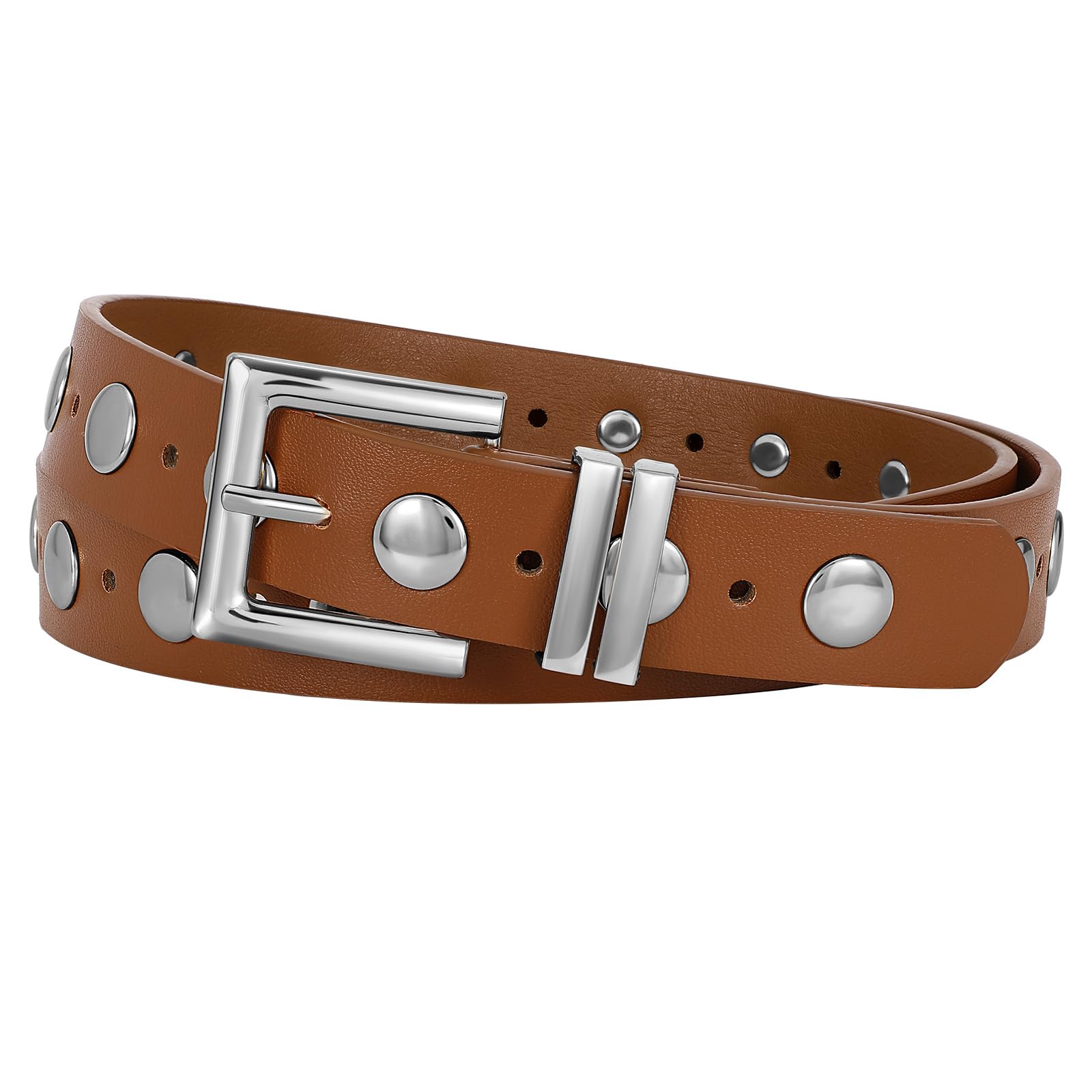 JASGOOD Women Studded Belt Fashion Leather Belt Ladies Punk Belt for Jeans Pants Dresses