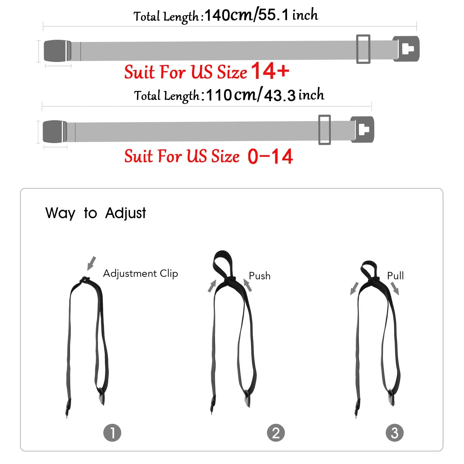 JASGOOD No Show Stretch Belt for Women Easily Adjustable Elastic Flat Buckle Belt