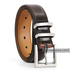 JASGOOD 1 Pack Casual Style Split Genuine Cowhide Leather Zinc Alloy Pin Buckle Leather Belt For Men Jeans