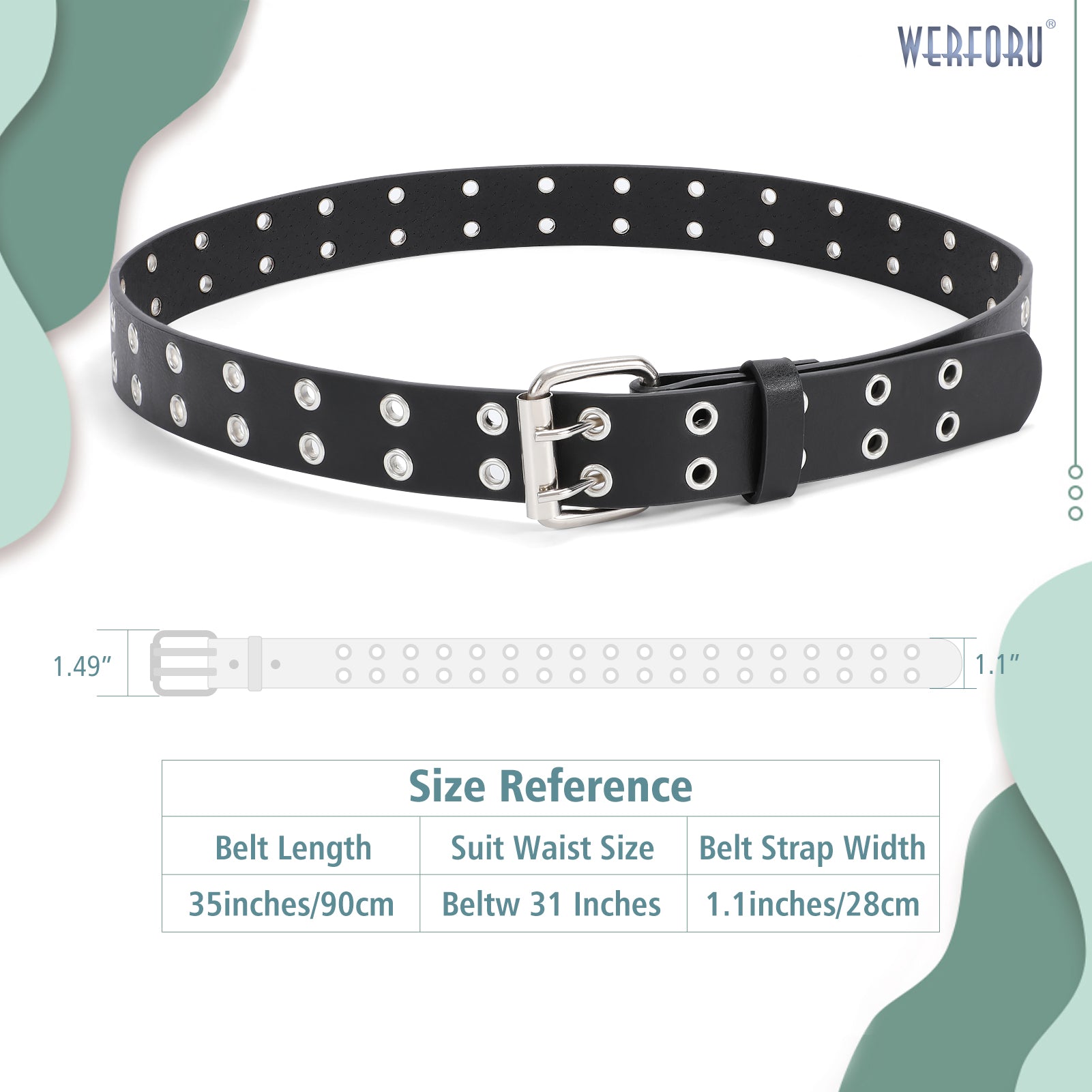 Kids Double Grommet Pu Leather Studded Holes Belt - JASGOOD OFFICIAL