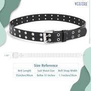Kids Double Grommet Pu Leather Studded Holes Belt