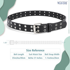 Kids Double Grommet Pu Leather Studded Holes Belt