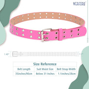 Kids Double Grommet Pu Leather Studded Holes Belt