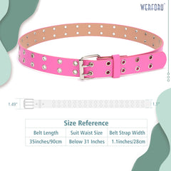 Kids Double Grommet Pu Leather Studded Holes Belt