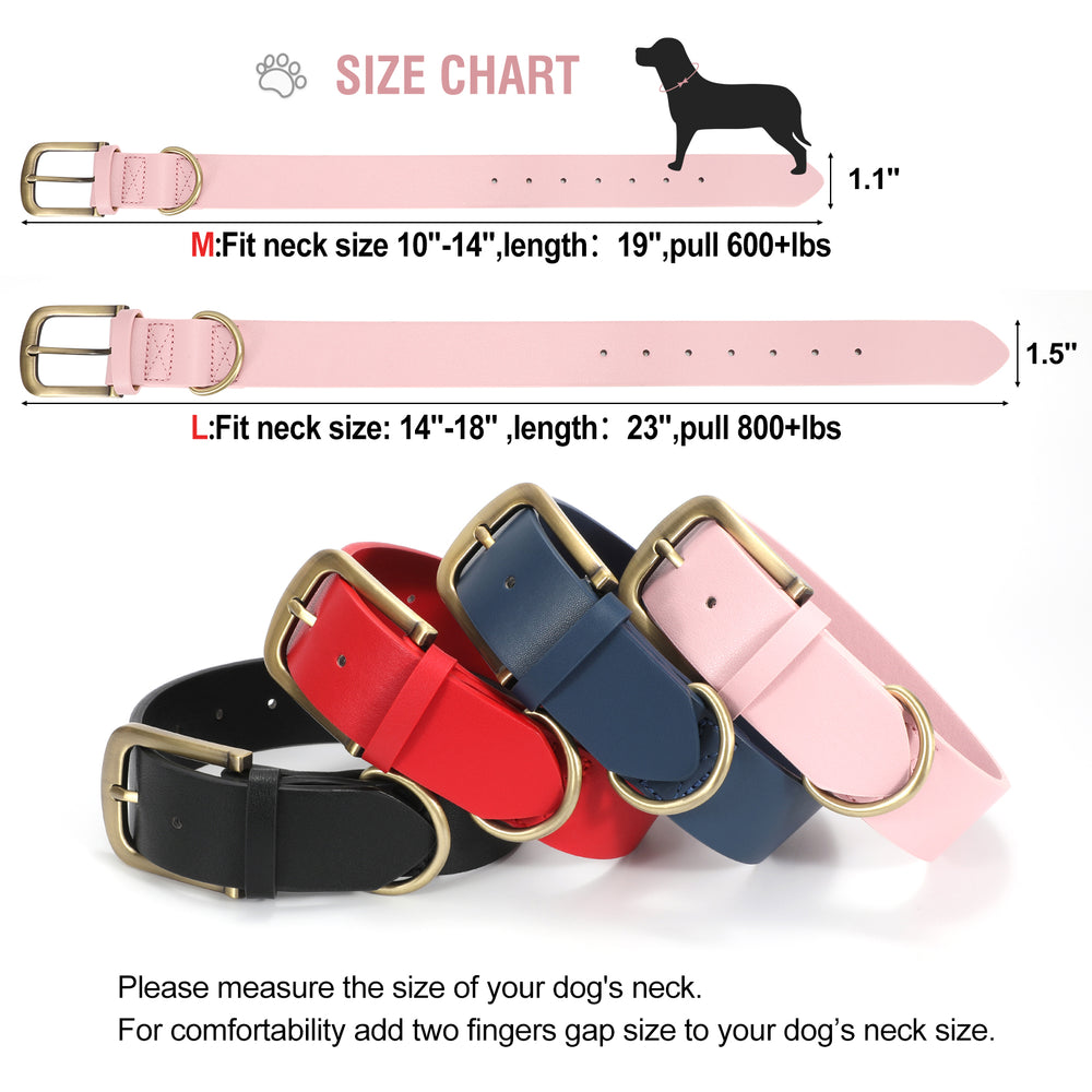 Soft Comfort Leather Dog Collar With Strong Metal Buckle
