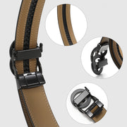 JASGOOD 1 Pack Black Brown Automatic Ratchet Split Genuine Leather Men Dress Belt