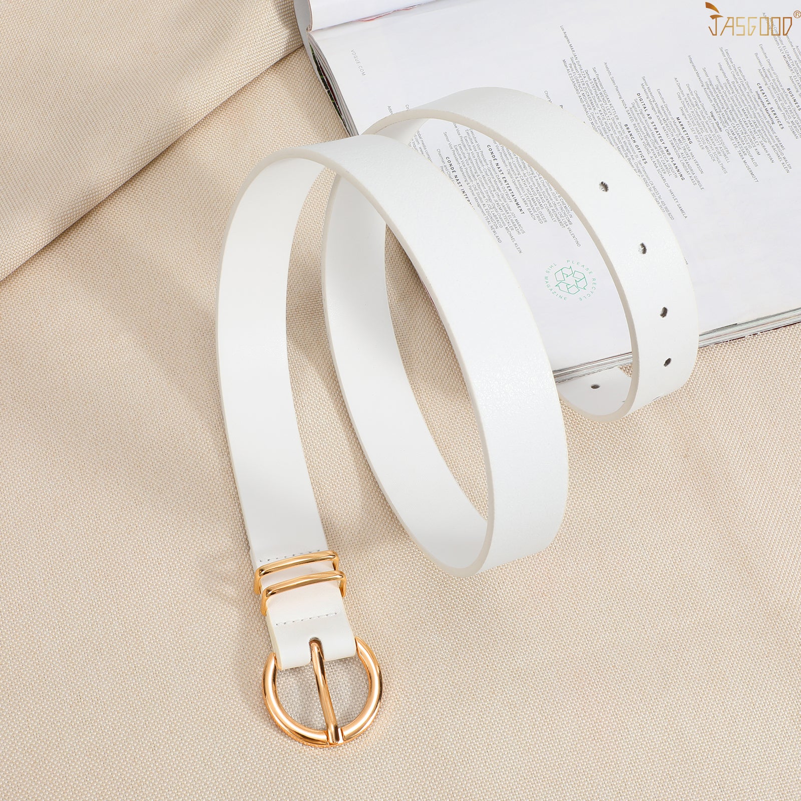 JASGOOD Leather Belts for Women Jeans Dresses Fashion Ladies White Belt - JASGOOD OFFICIAL