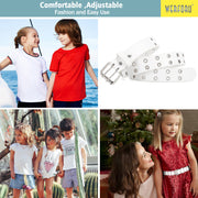 Kids Double Grommet Pu Leather Studded Holes Belt
