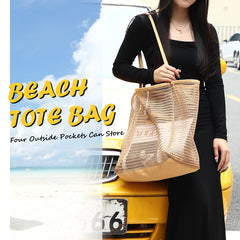 Women Mesh Beach Tote Shoulder Handbag Large Hobo Bags