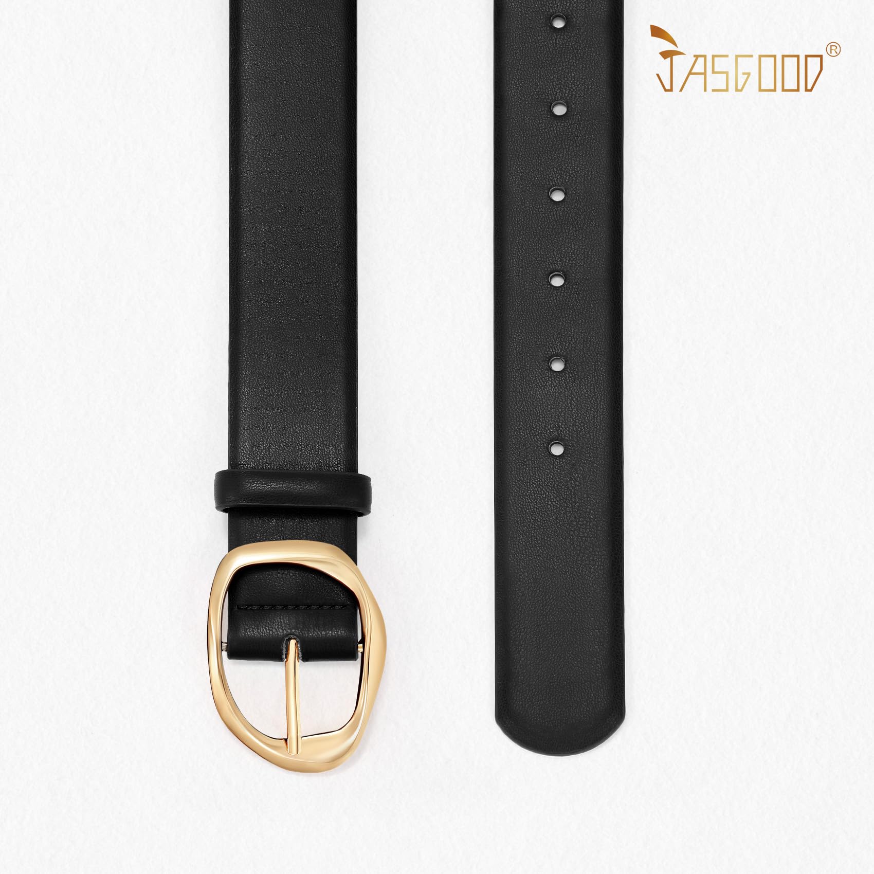JASGOOD Women Leather Belt with Gold Buckle Ladies Fashion Waist Belt for Jeans Pants