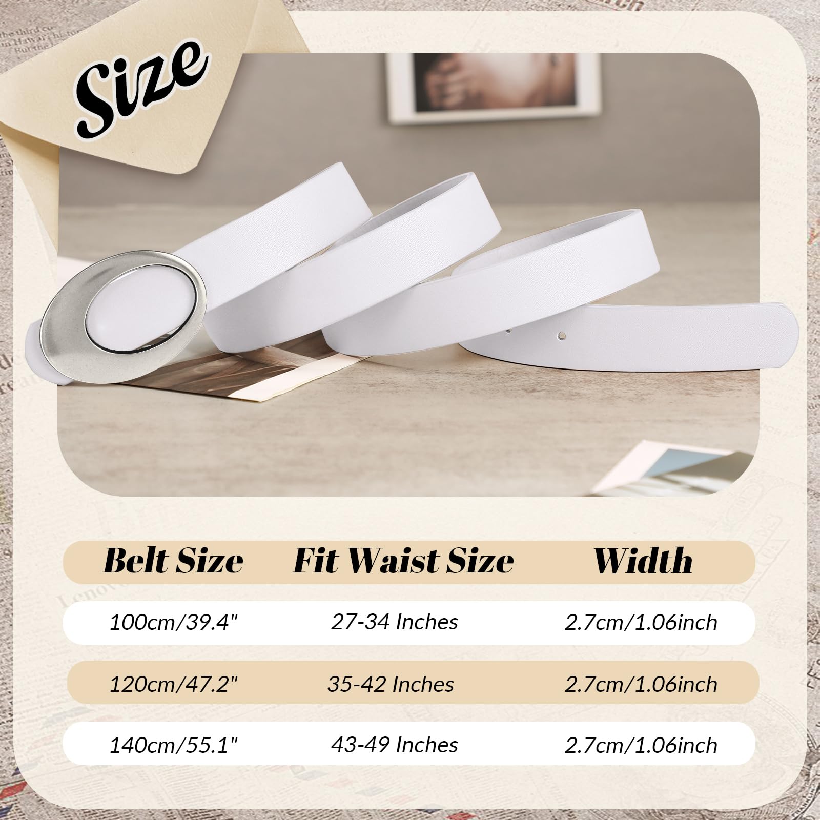 JASGOOD Women Leather Belt with Timeless Oval Silver Buckle Trendy PU Leather Waist Belt for Ladies Jeans Dress Pants