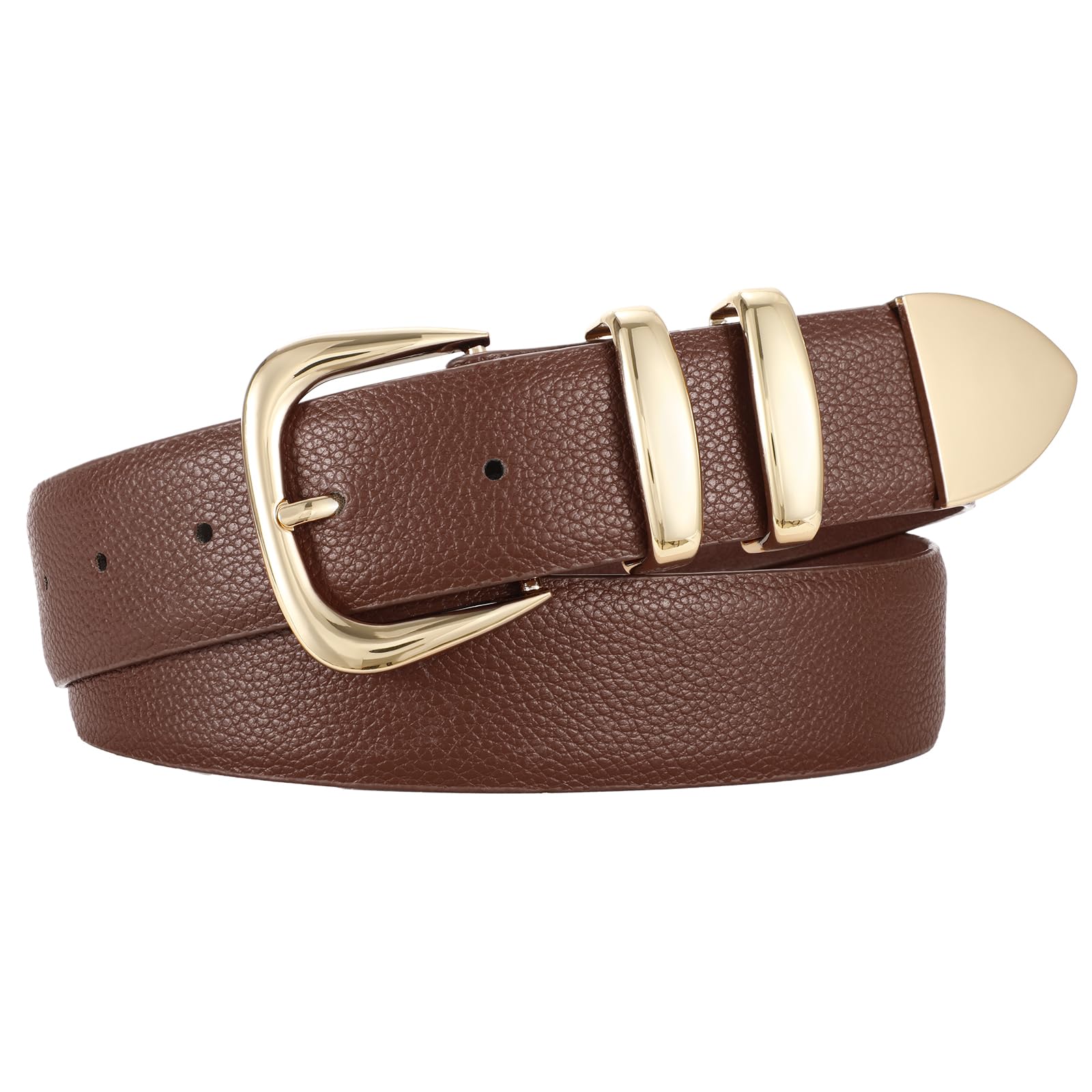 JASGOOD Women's Leather Belts Fashion Leather Waist Belt with Gold Buckle Elegant Ladies Belts for Jeans Dress