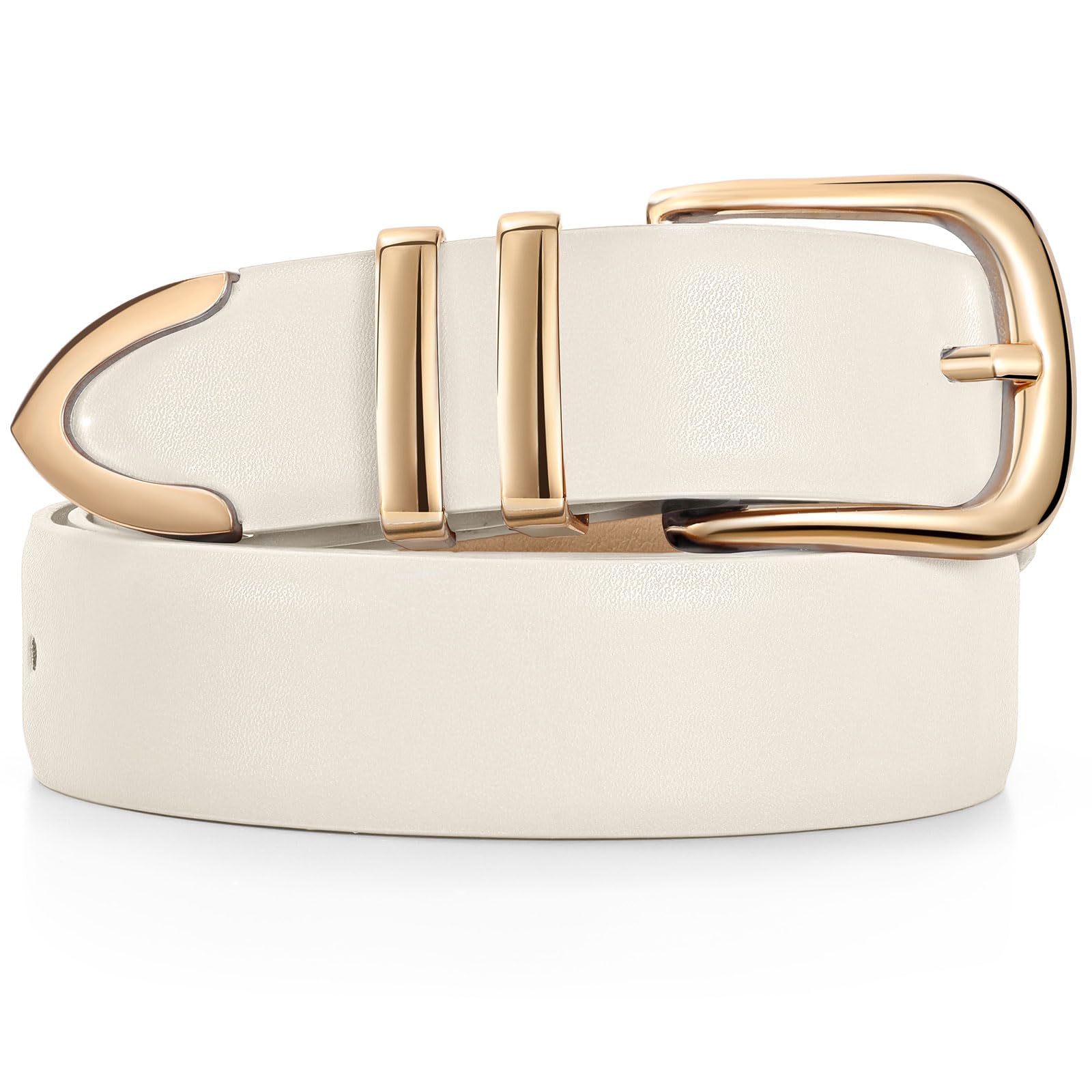 JASGOOD Women Leather Belt with Gold Buckle Ladies Fashion Faux Leather Waist Belt for Jeans Pants - JASGOOD OFFICIAL