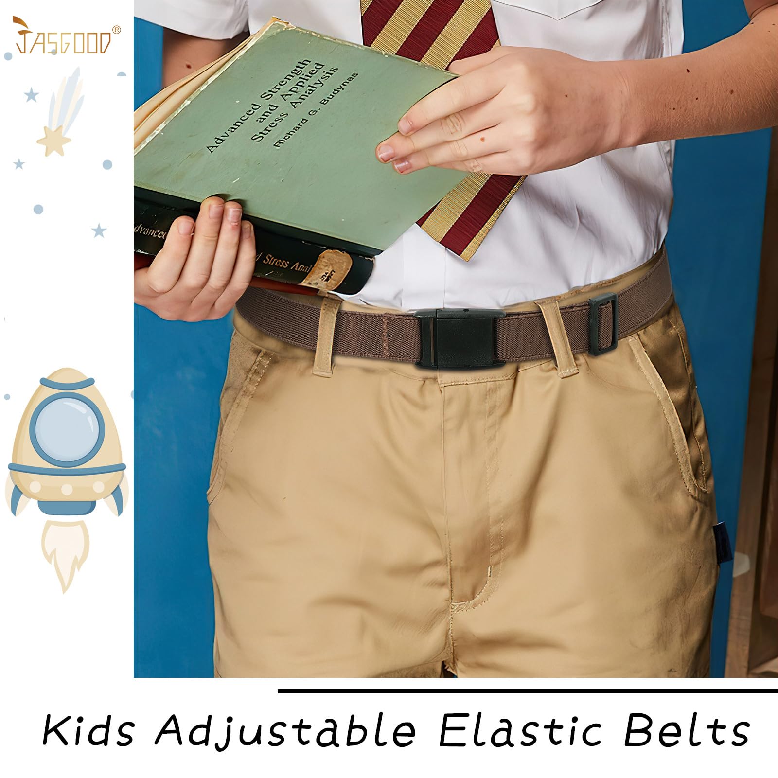 JASGOOD Kids Adjustable Elastic Belt for Boys Girls and Toddlers Nickel Free Stretch Belts for Pants Jeans