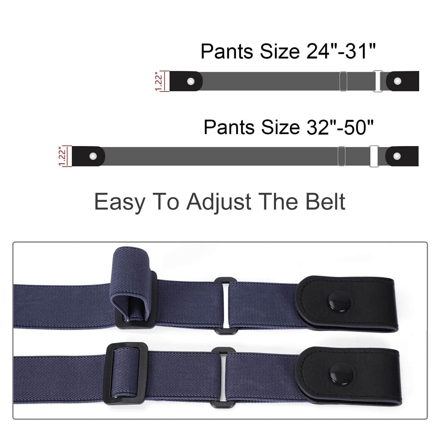 WERFORU No Buckle Stretch Belt for Women and Men Elastic Waist Belt up to 72 Inches for Jeans Pants - JASGOOD OFFICIAL