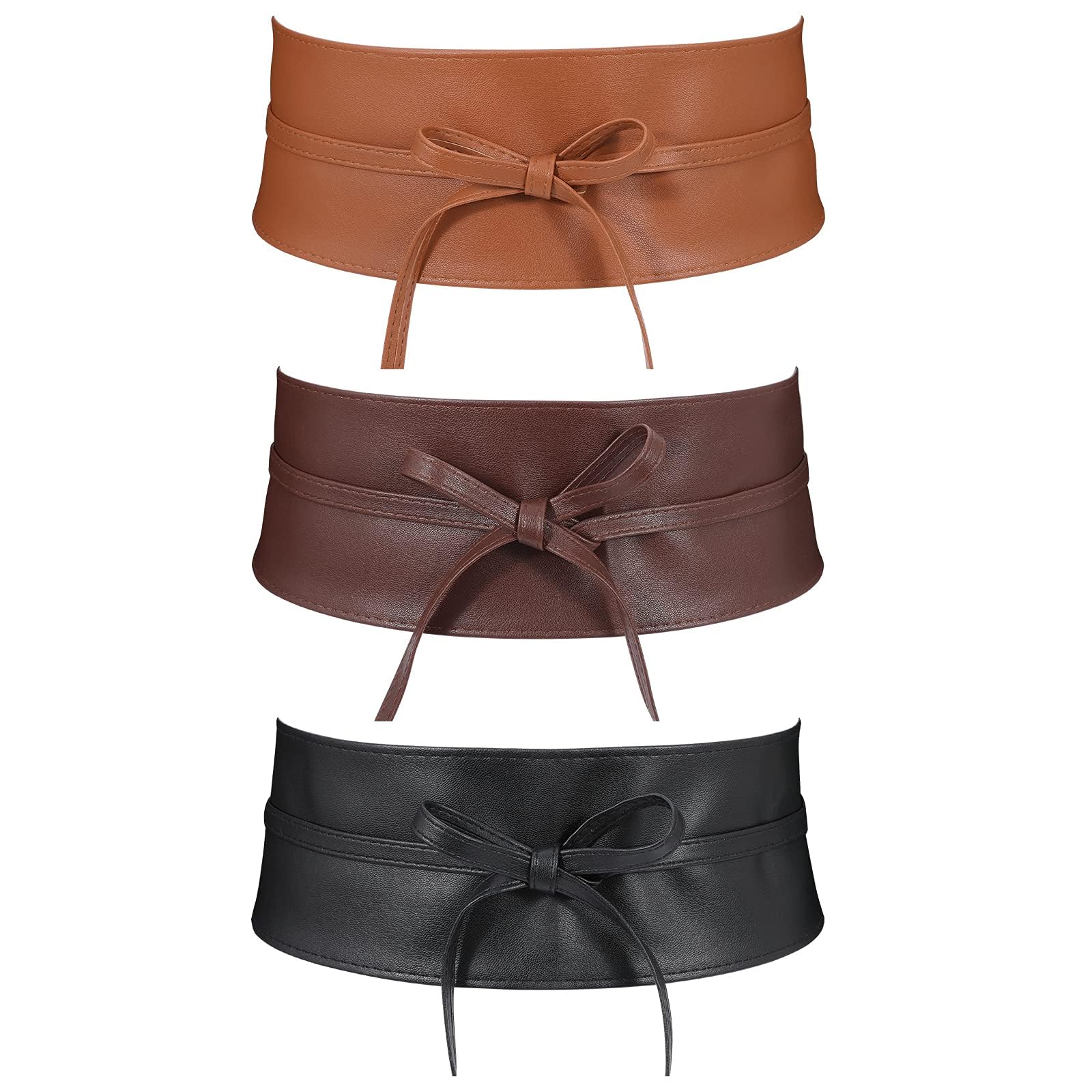 JASGOOD Women's Fashion Leather Obi Style Belt,Wide Wrap Waist Band Chic Belt