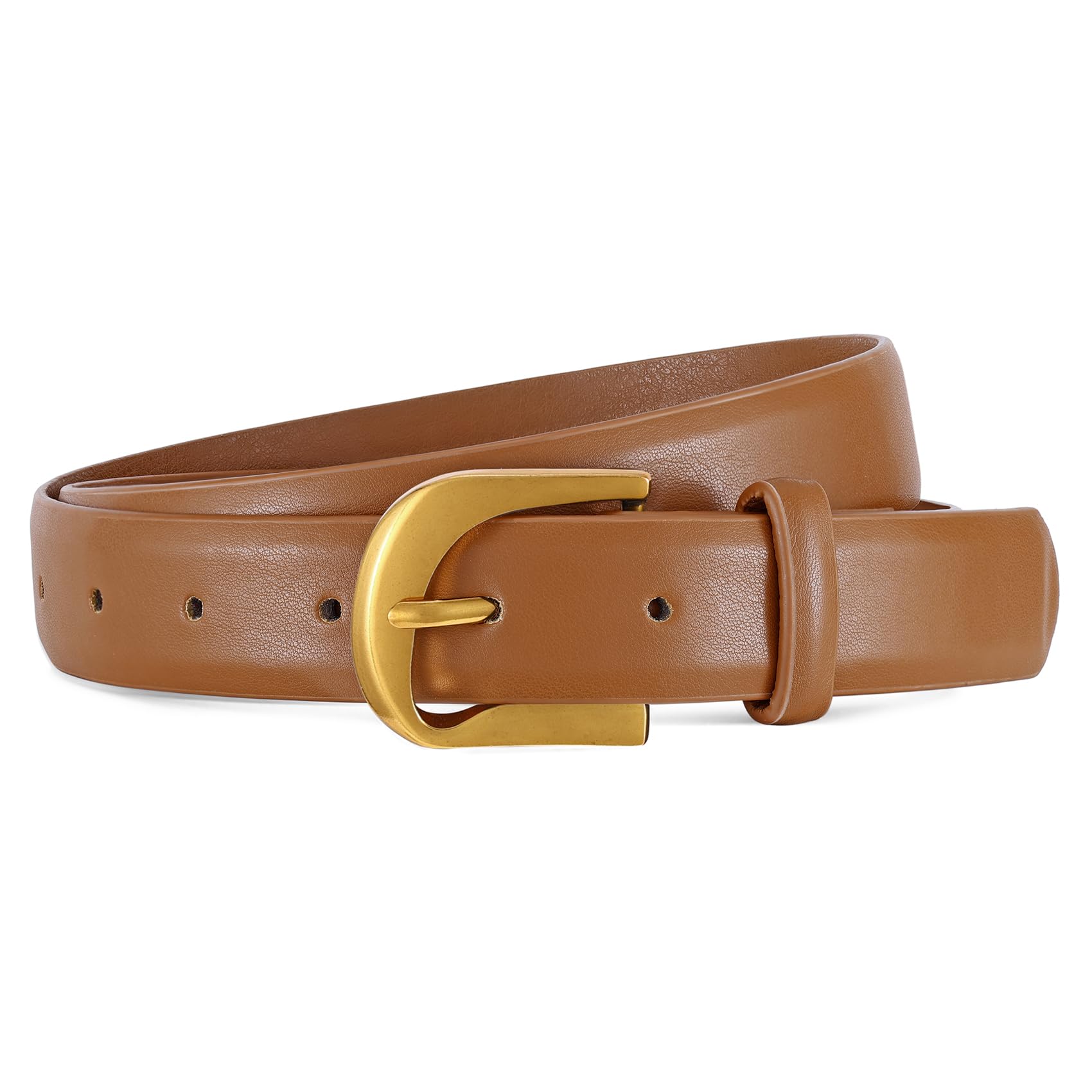 JASGOOD Women Leather Belts Plus Size Faux Leather Belt for Jeans Pants Fashion Ladies Waist Belt with Gold Buckle