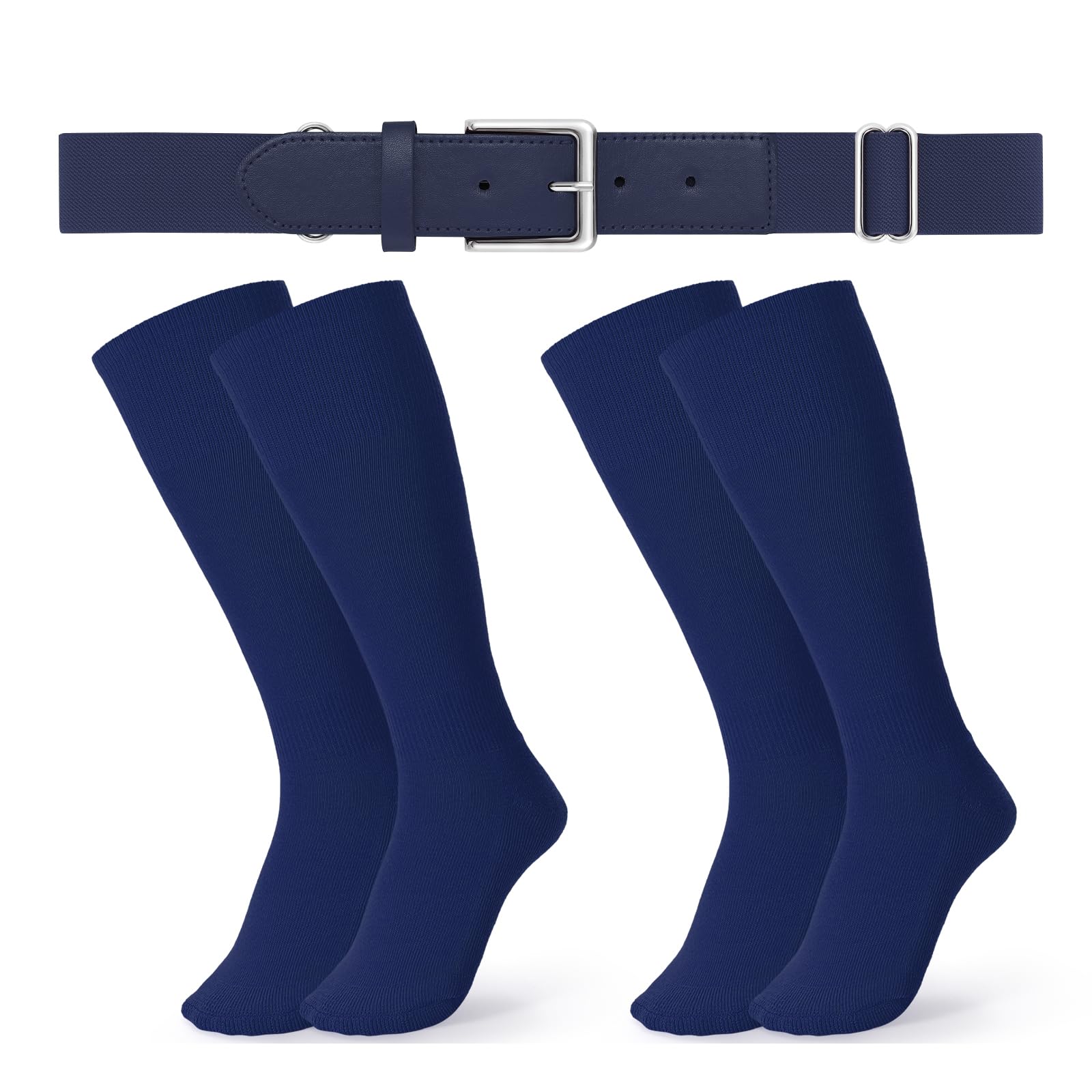 JASGOOD Baseball Belt and Socks Combo Set Adjustable Softball Belt and Socks Elastic Waist Belt for Child Youth