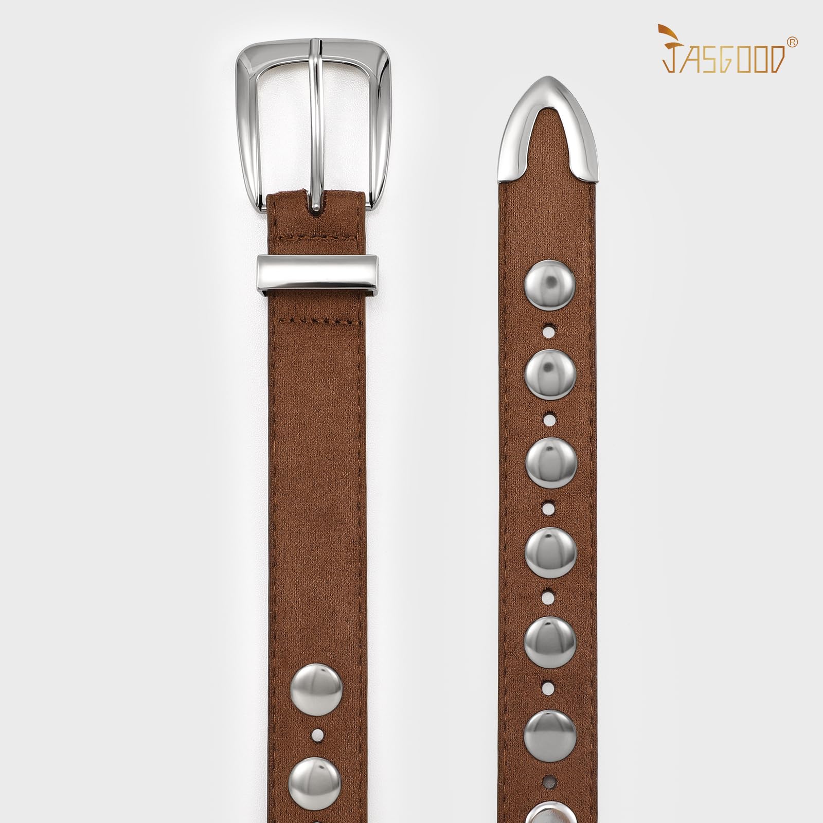 JASGOOD Women Leather Belt Fashion Studded Belt Ladies Punk Belt Vintage Leather Belt for Jeans Dress - JASGOOD OFFICIAL