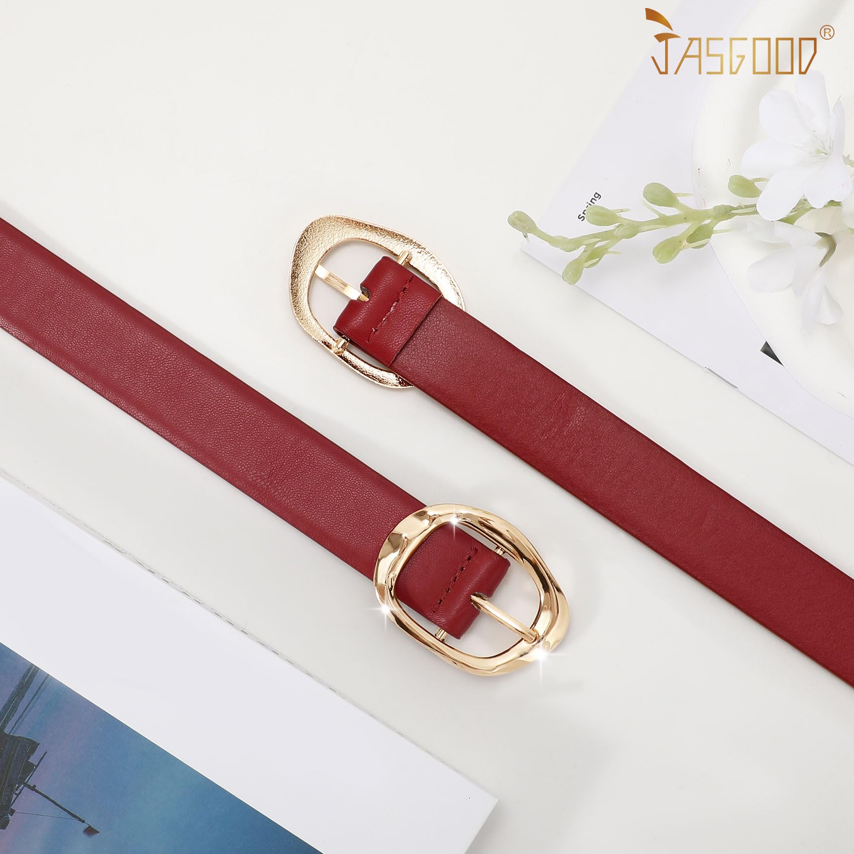 JASGOOD 3 Pack Women Belts for Jeans Pants Ladies Leather Waist Belt Casual Fashion Trend Belt for Women with Gold Buckle - JASGOOD OFFICIAL