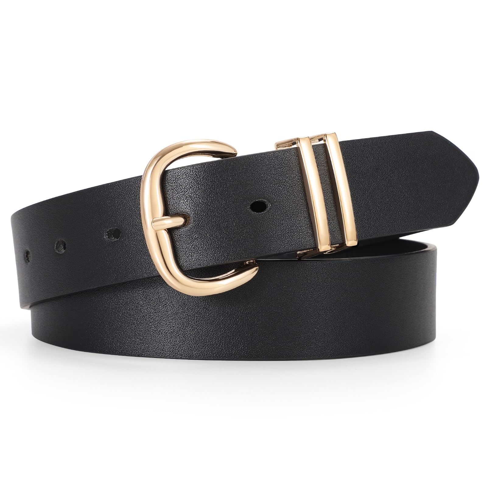 JASGOOD Women Leather Belt for Jeans Pants Gold Buckle Lady Casual Dress Waist Belt - JASGOOD OFFICIAL