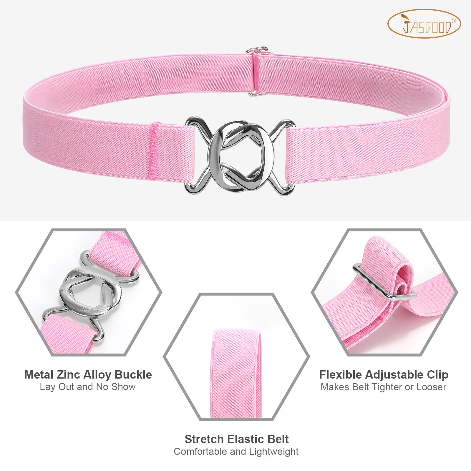 JASGOOD Women No Show Stretch Belt Adjustable Elastic Web Belt with Flat Buckle for Jeans Pants Casual Belts - JASGOOD OFFICIAL
