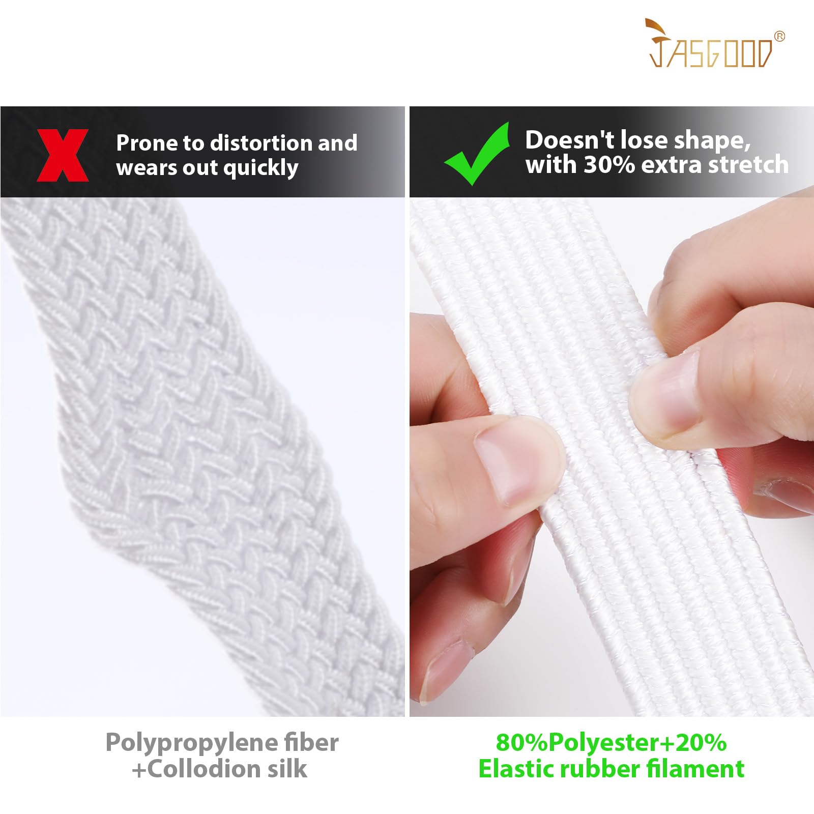 JASGOOD Elastic Braided Stretch Belt Women Golf Casual Fabric Woven Belt 1 3/8" Adjustable Work