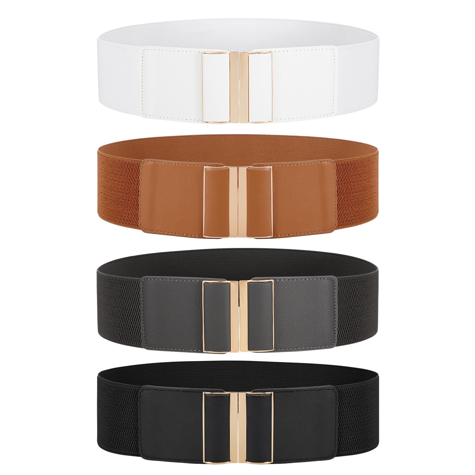 JASGOOD 4 Pack Wide Elastic Stretch Waist Belts for Women Dress Belt - JASGOOD OFFICIAL