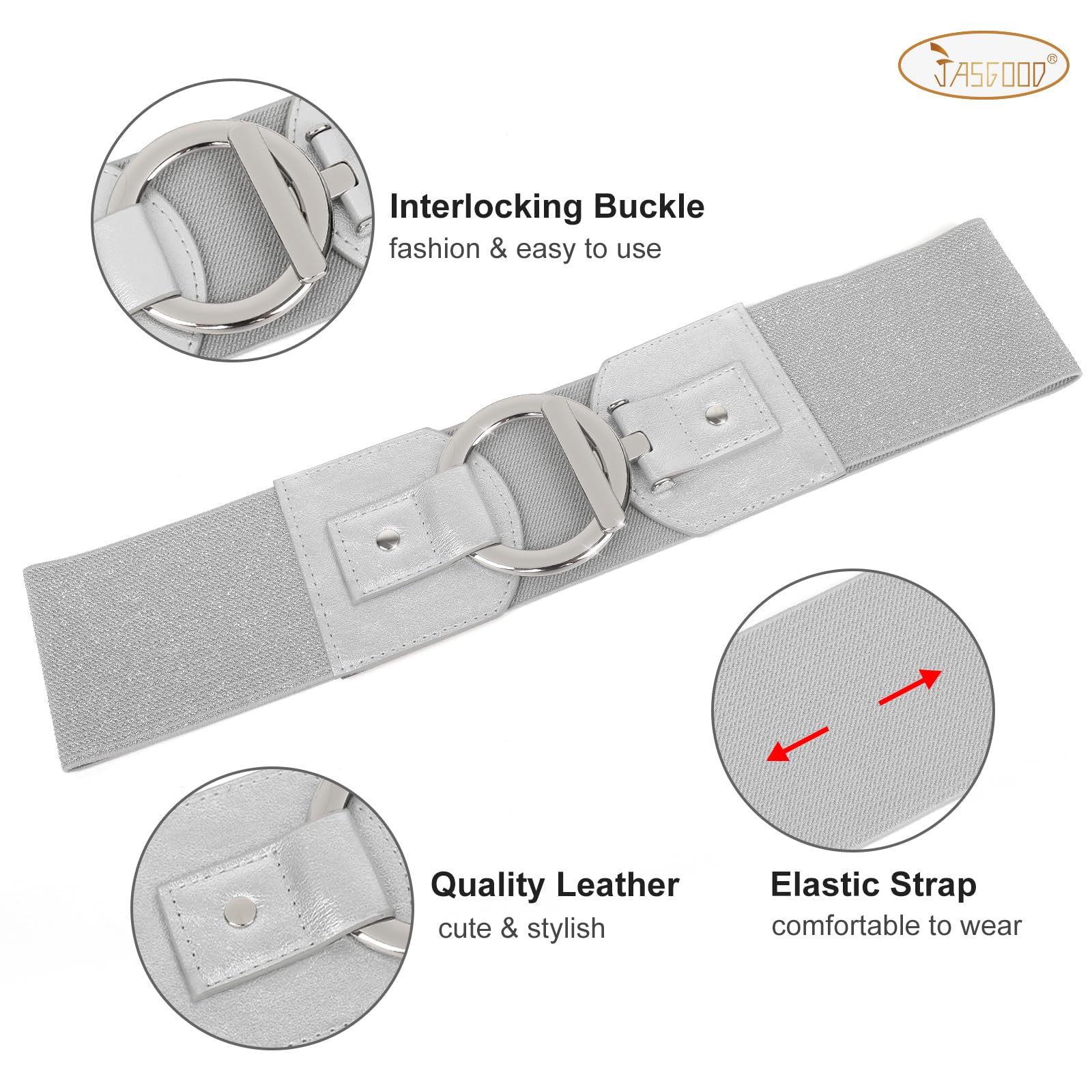 JASGOOD Women Wide Elastic Waist Belt Fashion Stretchy Dress Belt - JASGOOD OFFICIAL