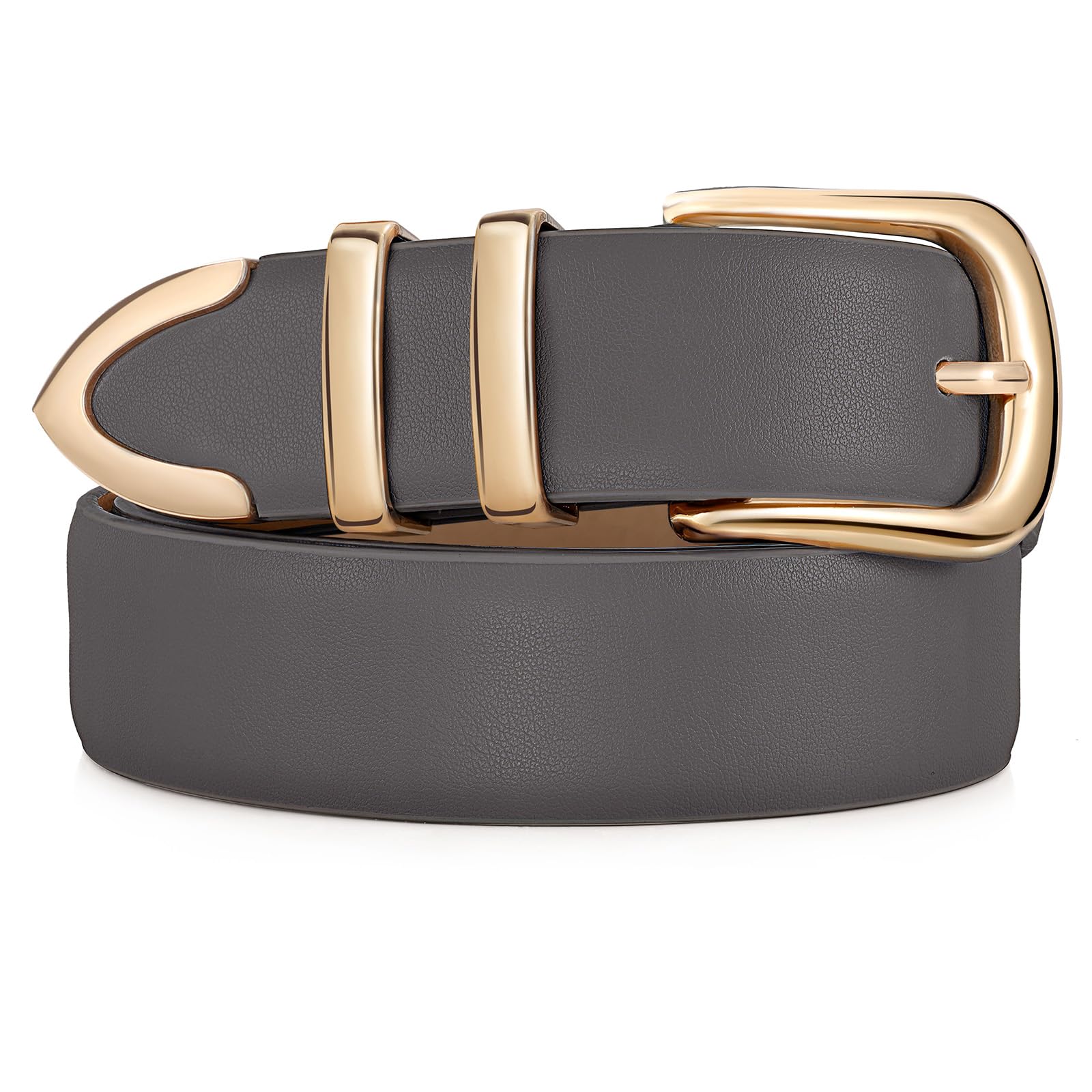 JASGOOD Women Leather Belt with Gold Buckle Ladies Fashion Faux Leather Waist Belt for Jeans Pants - JASGOOD OFFICIAL