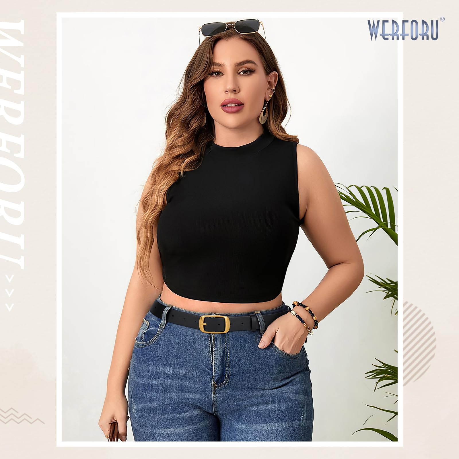 WERFORU Plus Size Belt for Women Leather Belt with Metal Buckle Ladies Casual Belt for Jeans Pants - JASGOOD OFFICIAL