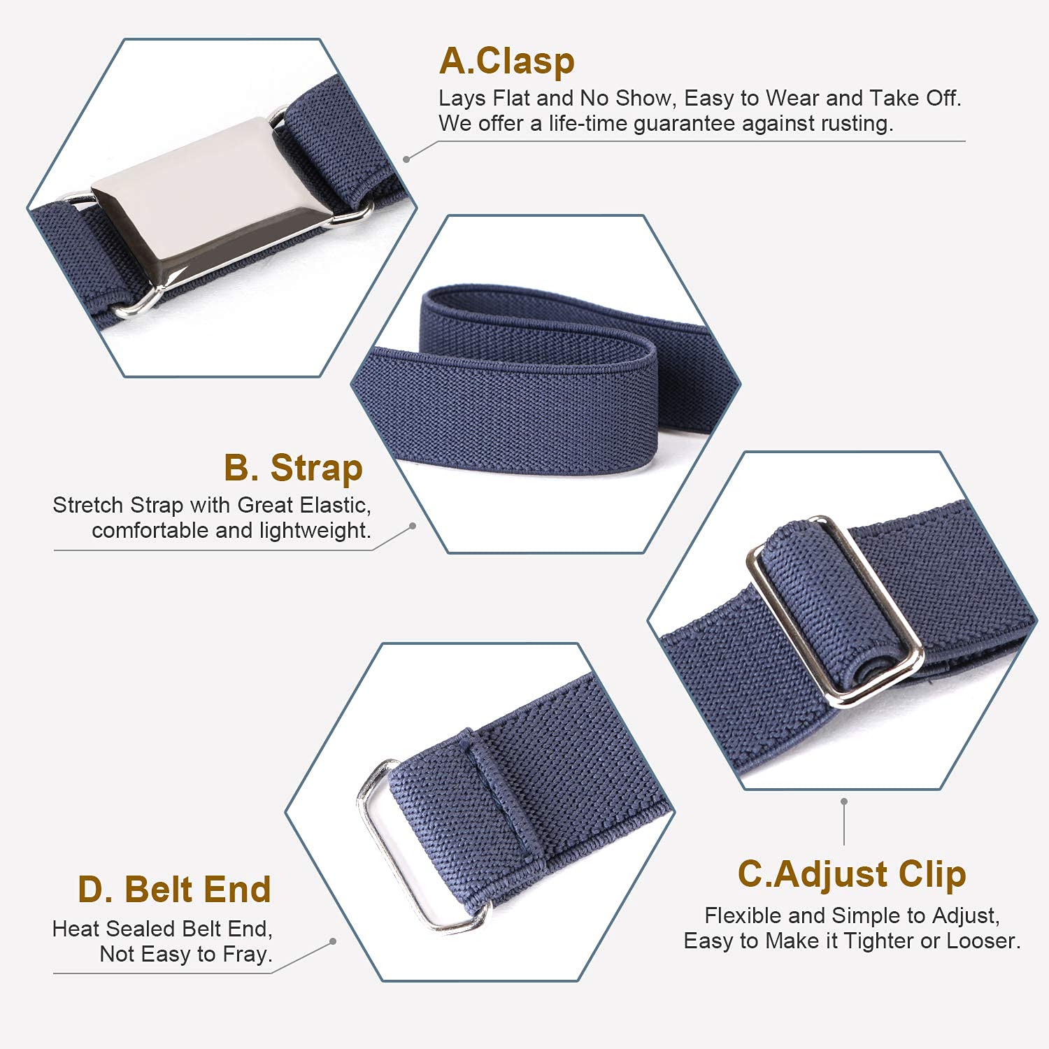 JASGOOD Kids Toddler Belt Elastic Stretch Adjustable Belt for Boys and Girls with Silver Square Buckle 2 Pack