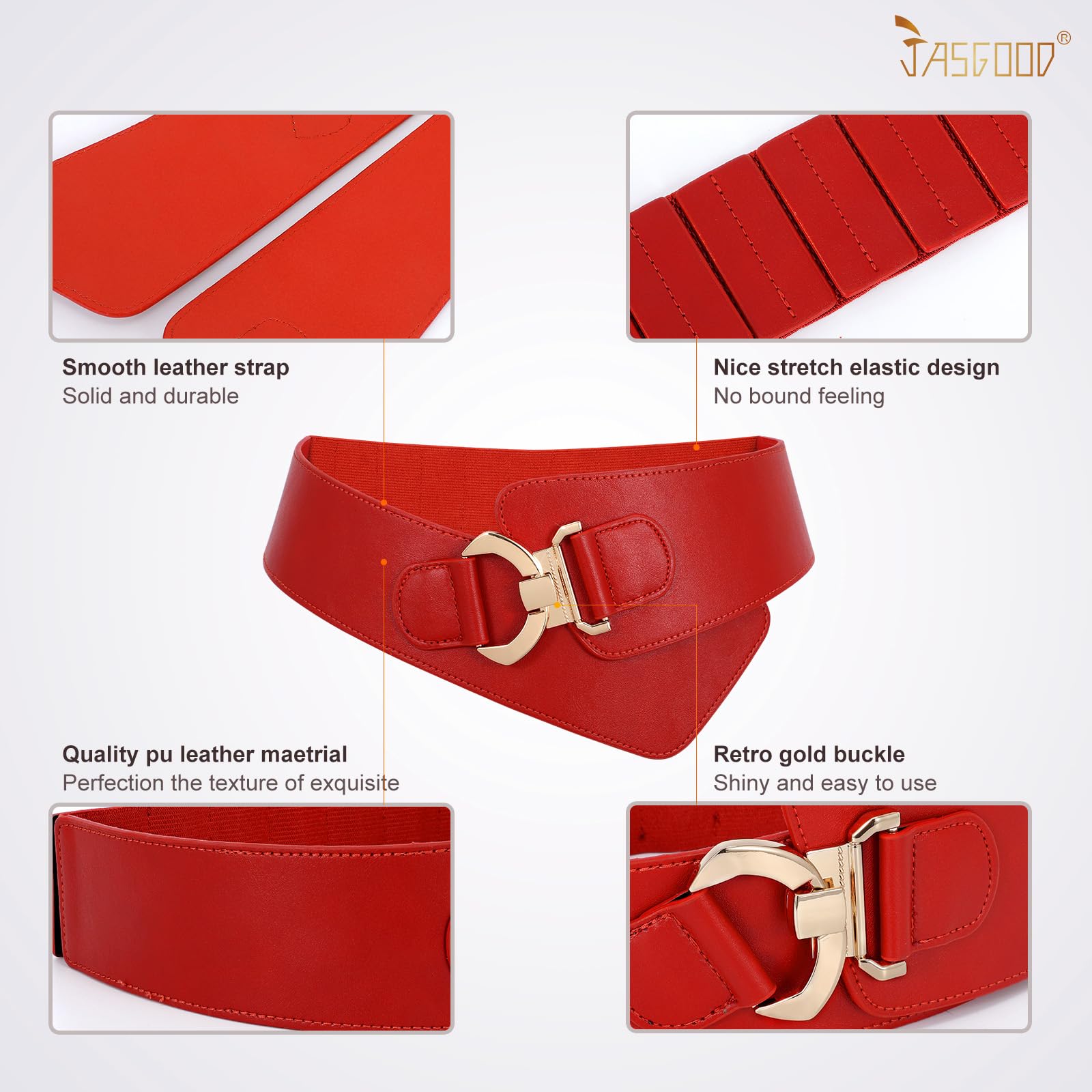 JASGOOD Wide Elastic Stretch Waist Belt Women's Adjustable Fashion Dress Belt - JASGOOD OFFICIAL