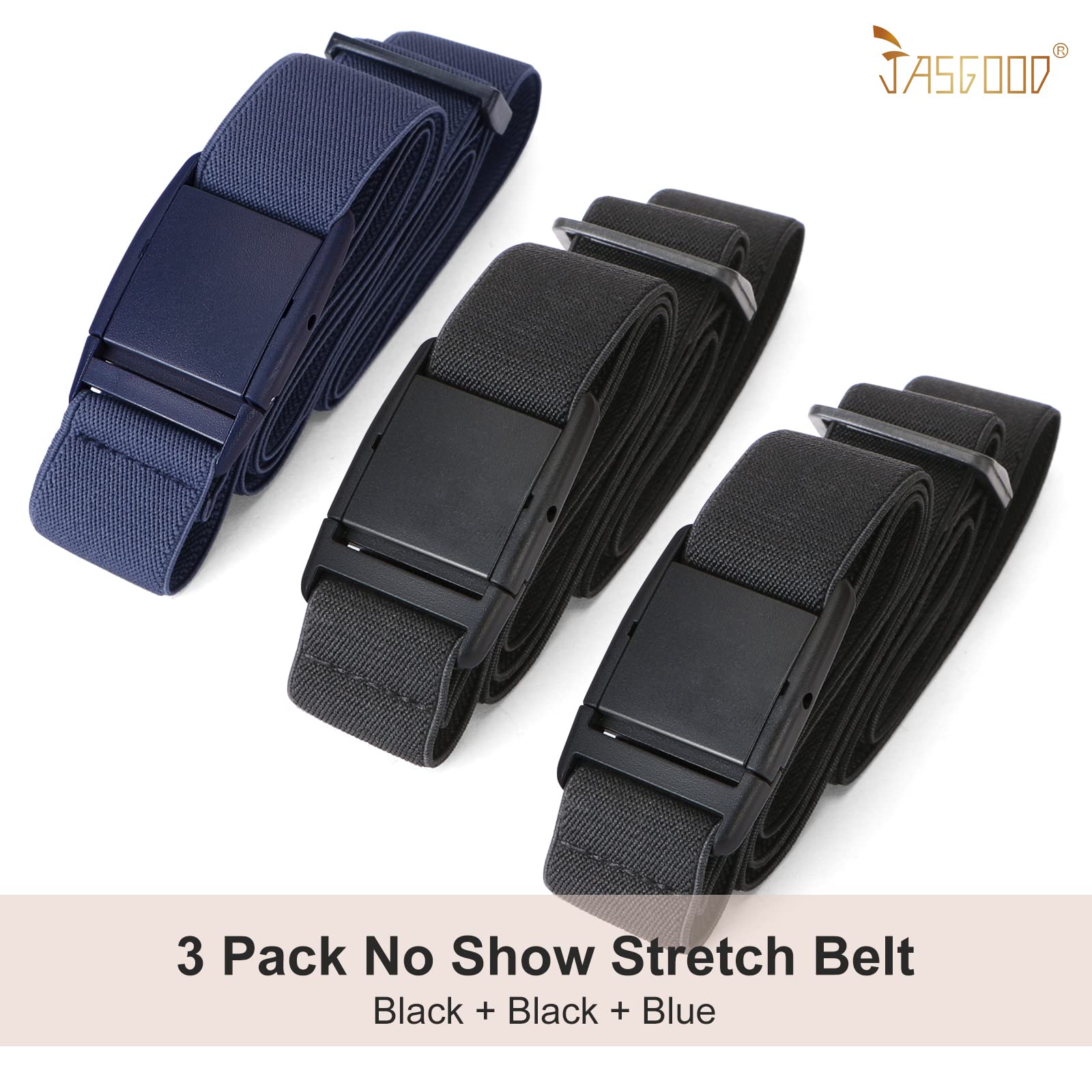 JASGOOD No Show Women Stretch Belt Invisible Elastic Web Strap Belt with Flat Buckle for Jeans Pants Dresses - JASGOOD OFFICIAL