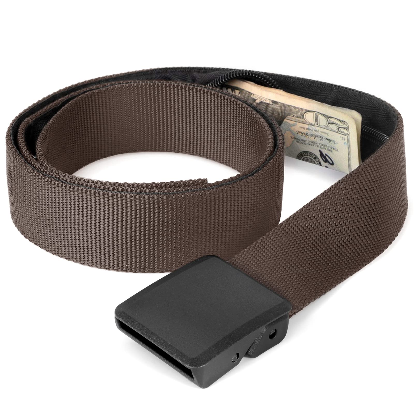 Travel Security Money Belt with Hidden Money Pocket - Cashsafe Anti-Theft Wallet Unisex Nickel free Nylon Belt by JASGOOD