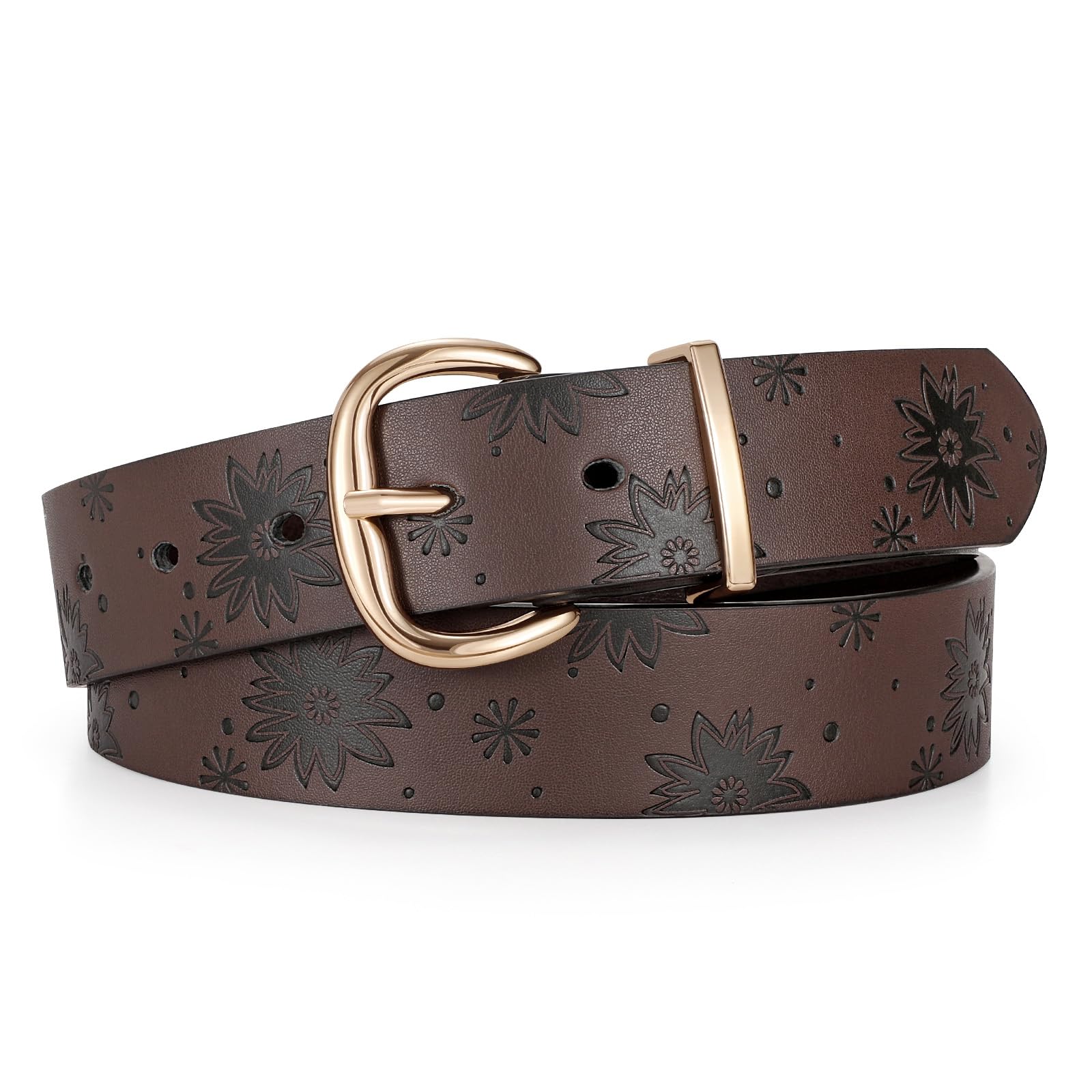 JASGOOD Women Leather Belt for Jeans Pants Gold Buckle Lady Casual Dress Waist Belt - JASGOOD OFFICIAL
