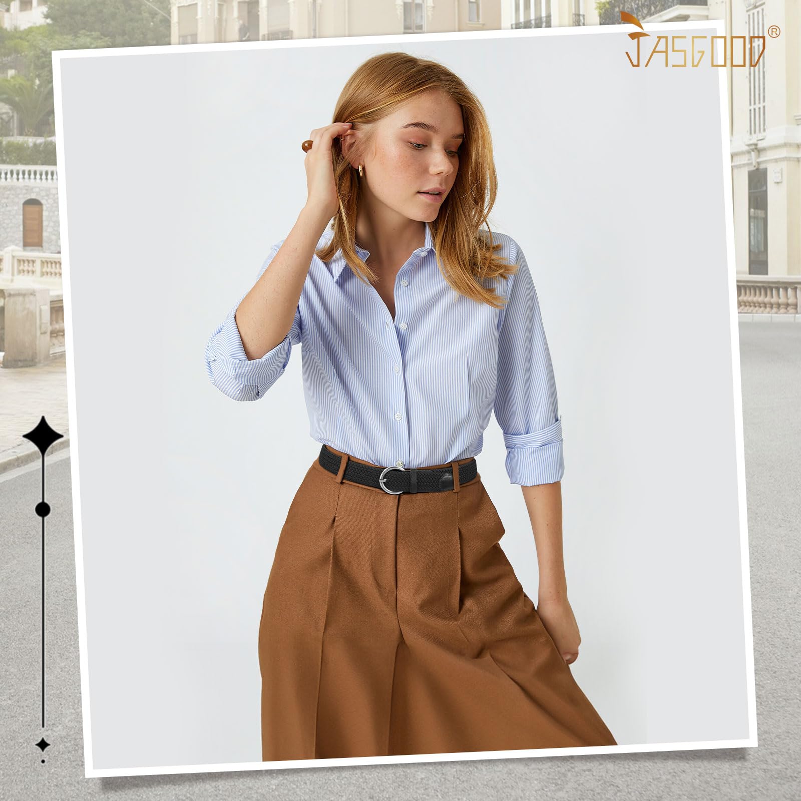 JASGOOD Women Men Braided Woven Elastic Stretch Waist Belt Golf Canvas Fabric Casual Belt for Jeans Pants - JASGOOD OFFICIAL