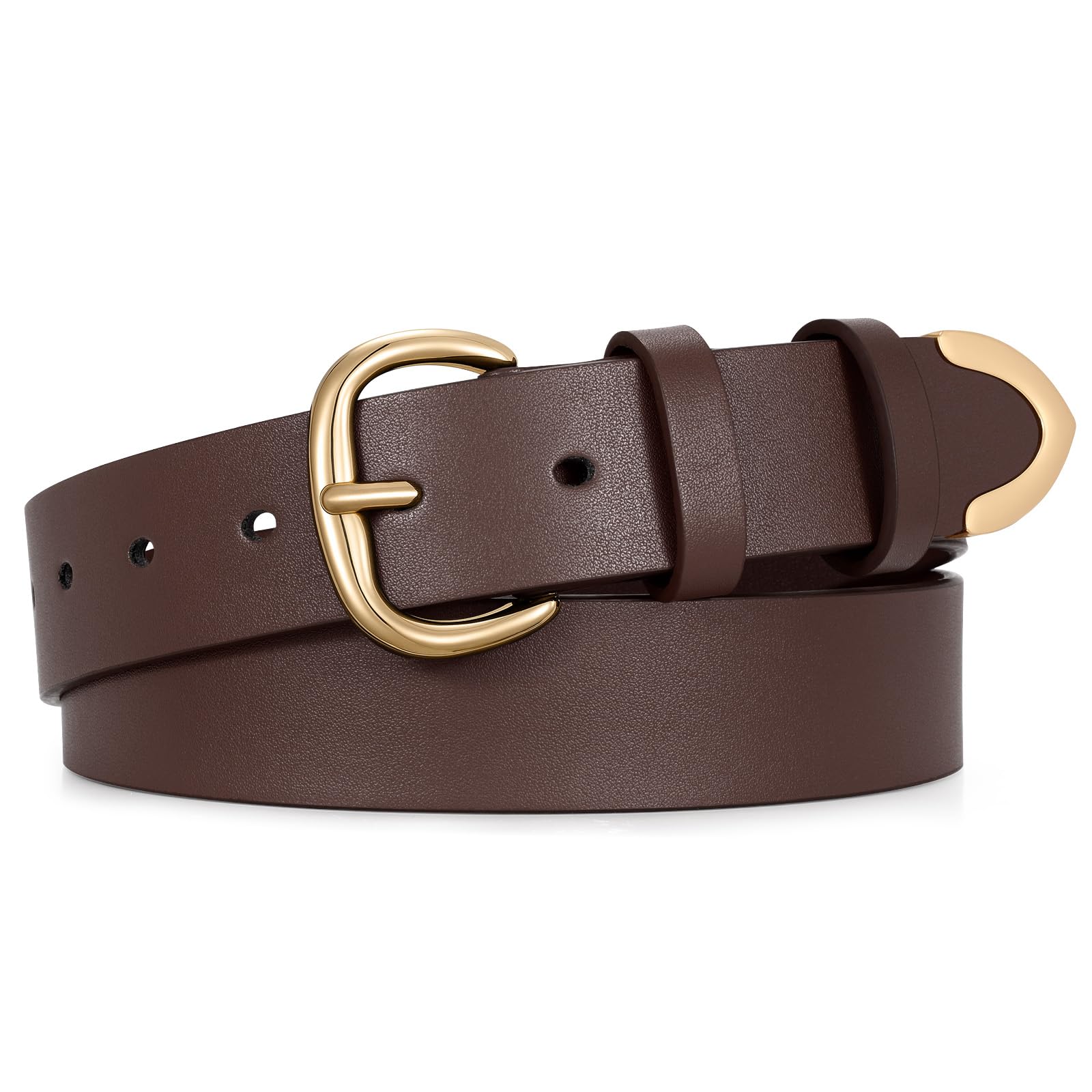 JASGOOD Women Leather Belt for Jeans Pants Gold Buckle Lady Casual Dress Waist Belt - JASGOOD OFFICIAL