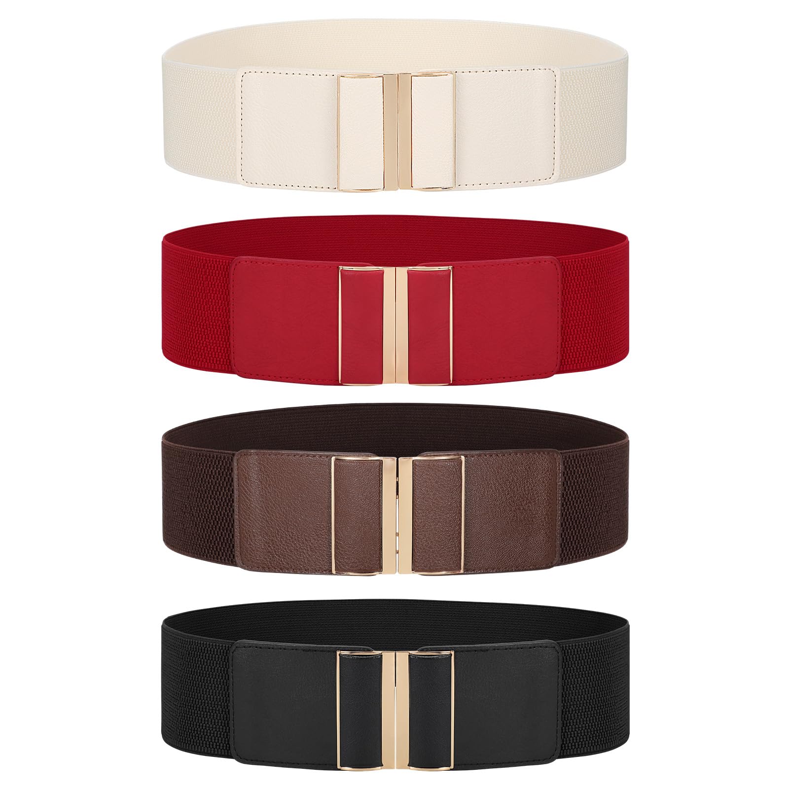 JASGOOD 4 Pack Wide Elastic Stretch Waist Belts for Women Dress Belt - JASGOOD OFFICIAL