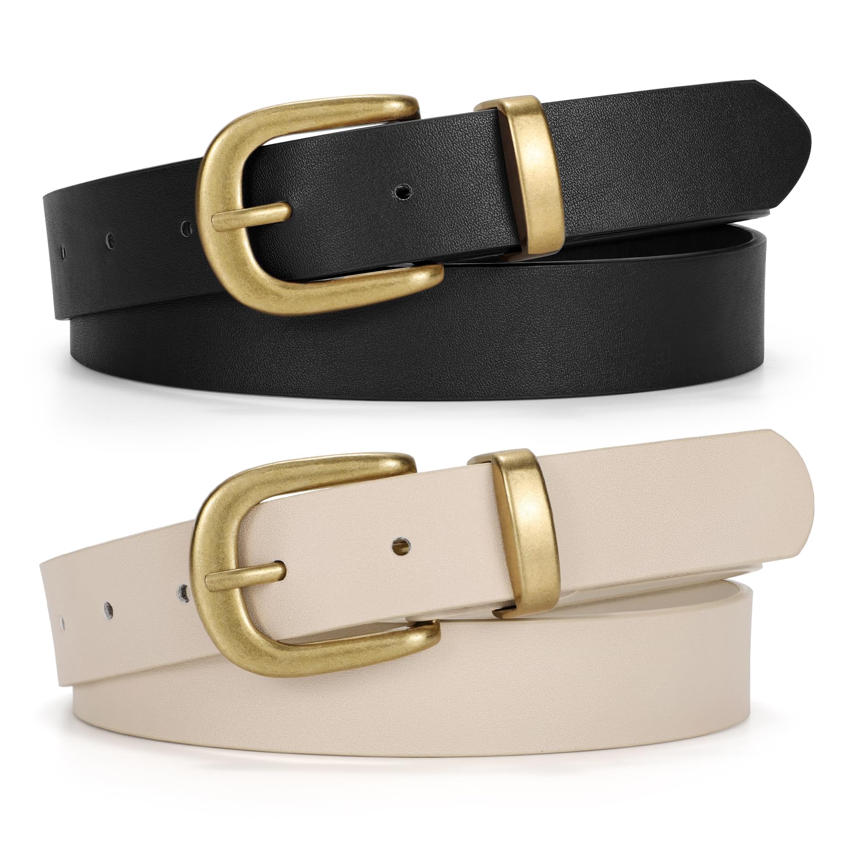 JASGOOD Womens Leather Belts for Jeans Pants 1.1" Width Vintage Ladies Belts for Dresses
