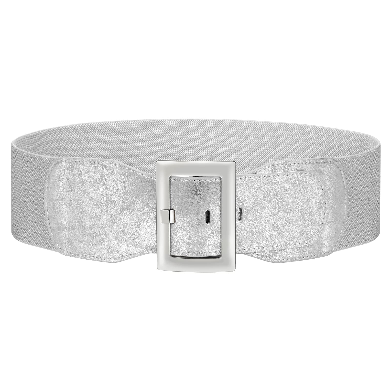 JASGOOD Women Wide Elastic Belt Stretchy Vintage Waist Belts for Dress Santa Belt with Square Buckle