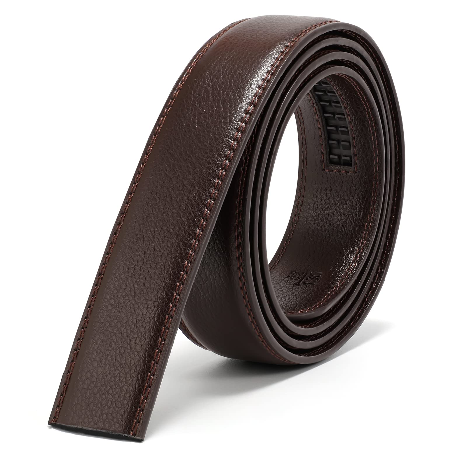 JASGOOD Men's Leather Ratchet Belt Strap without Buckle, Replacement Leather Belt Strap 35mm/1.38", Fit 40mm/1.57” buckle