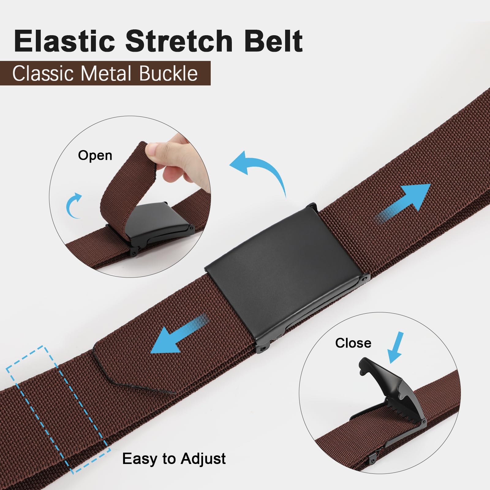 JASGOOD 2 Pack Stretch Web Belt for Men with Metal Buckle Outdoor Work Sports Hunting Hiking
