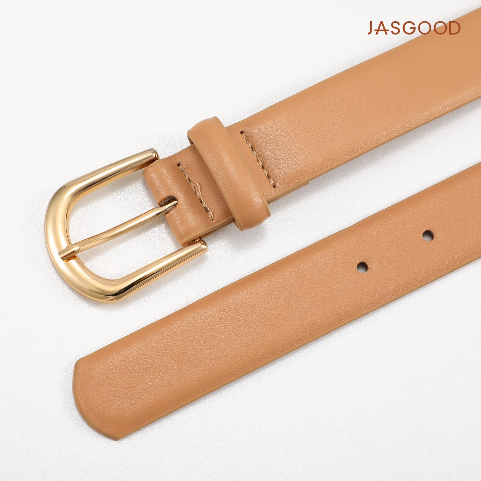 JASGOOD Leather Belt Women Belts for Jean Pants with Gold Buckle Fashion Ladies Waist Belt - JASGOOD OFFICIAL