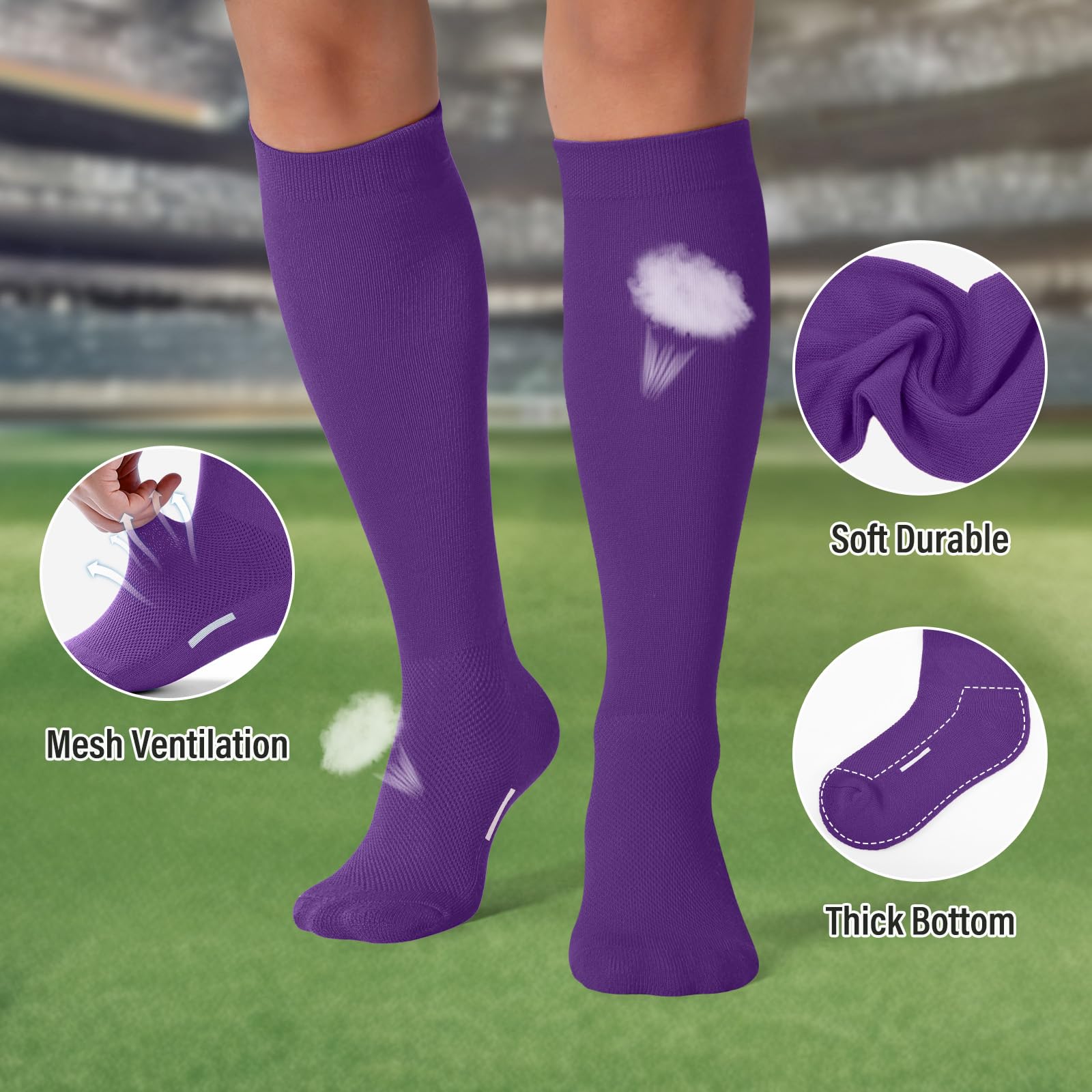 JASGOOD Baseball Softball Socks and Belt Combo Set Breathable Soccer Football Socks for Adult and Youth