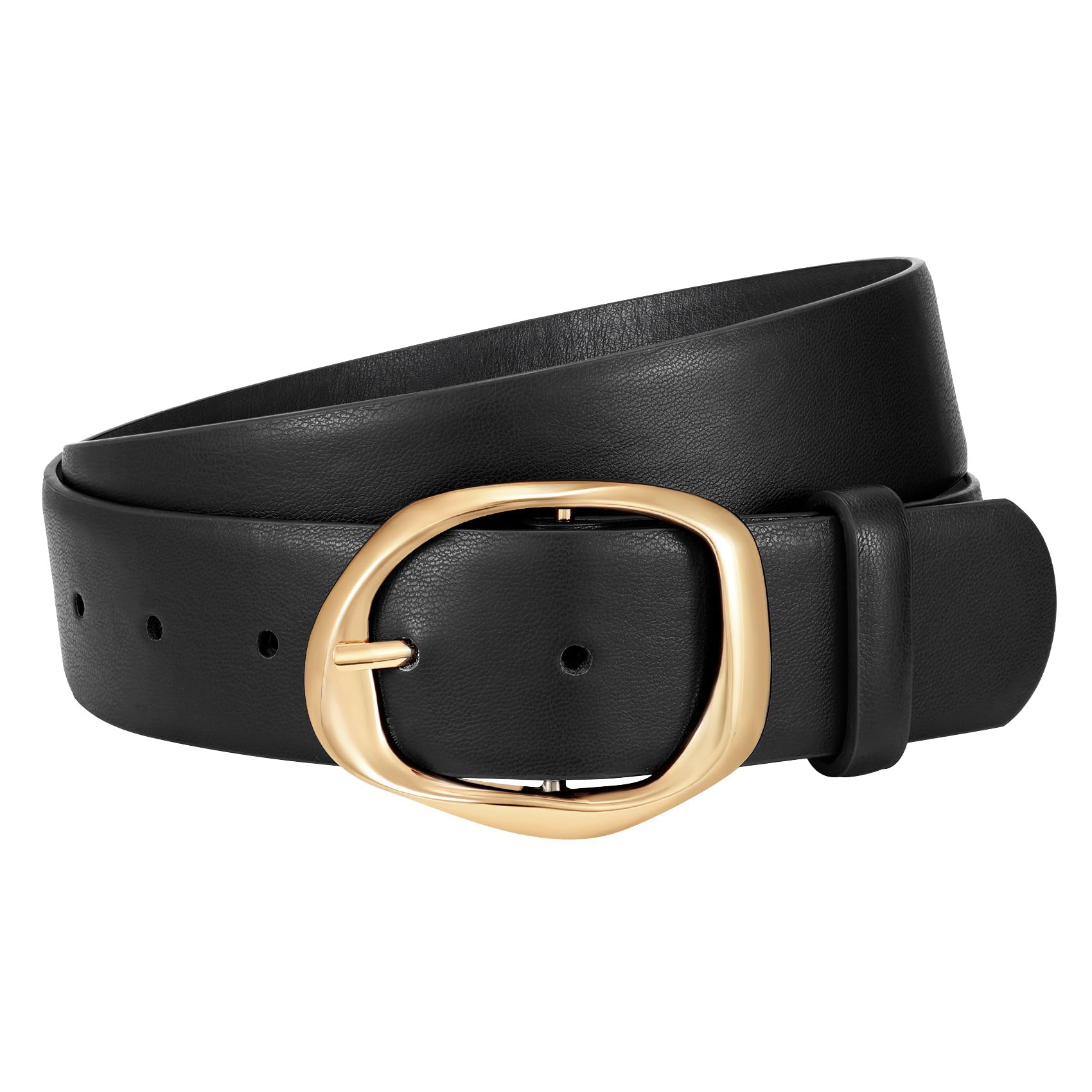 JASGOOD Women Leather Belt with Gold Buckle Ladies Fashion Waist Belt for Jeans Pants
