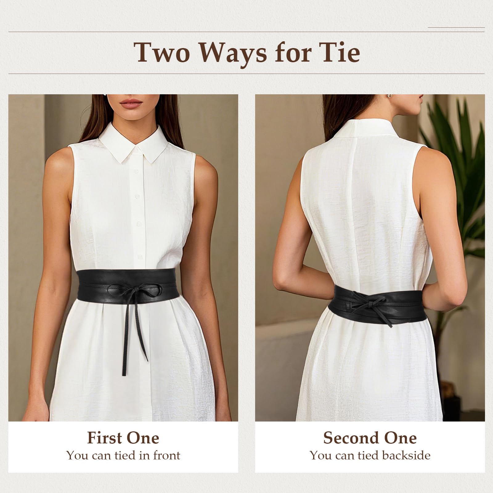 JASGOOD Women's Fashion Leather Obi Style Belt,Wide Wrap Waist Band Chic Belt