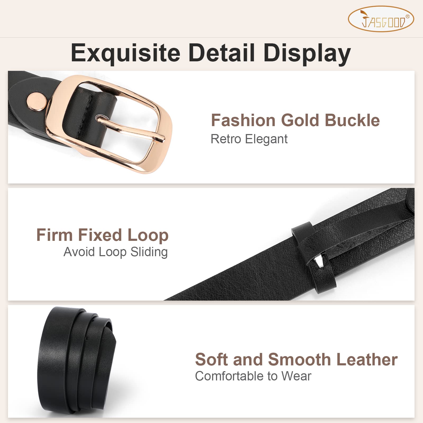 JASGOOD 2 Pack Women Faux Leather Belt, Fashion Ladies Belt with Pin Buckle for Jeans Pants - JASGOOD OFFICIAL